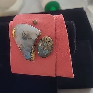 Blue Agate & pink suede wrap around wrist adjustable bracelet handmade